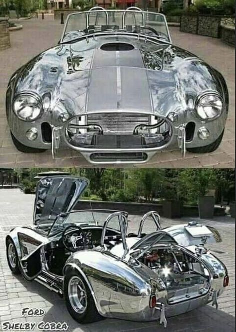 One of a Kind Stainless Steel Ford Shelby Cobra, Cobra 427, Triumph Cars, Vintage Caravans, Ac Cobra, Ford Classic Cars, Classic Sports Cars, Shelby Cobra, Classy Cars