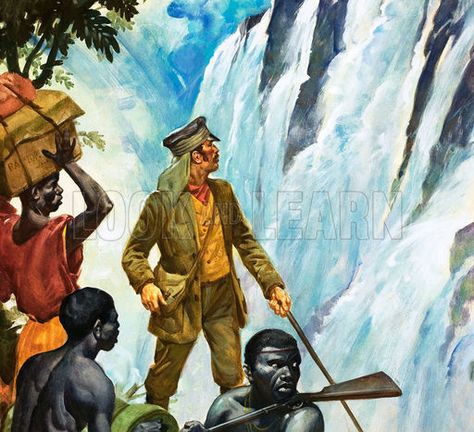 Livingstone at Victoria Falls Falls Illustration, David Livingstone, Learn History, Autumn Illustration, Livingstone, Adventure Aesthetic, History Images, Victoria Falls, History Pictures