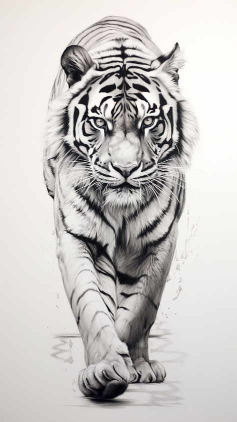 Tiger Art Drawing, Koi Fish Drawing Tattoo, Drawing Tattoo Ideas, Tiger Face Tattoo, Tiger Sketch, Tiger Tattoo Sleeve, Big Cat Tattoo, Animal Sleeve Tattoo, Lion Sketch