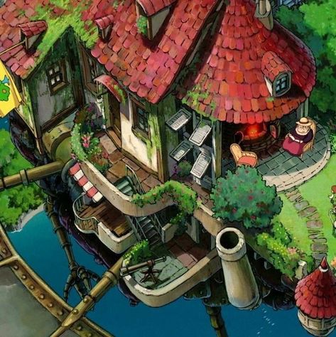 하울의 움직이는 성, Motif Acnl, Studio Ghibli Background, Howls Moving, Ghibli Artwork, Studio Ghibli Movies, Studio Ghibli Art, Ghibli Movies, Ghibli Art