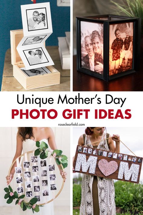 A collection of unique photo gift ideas for Mother's Day. Meaningful photo-themed gifts the moms in your life are sure to love and don't already own. #photogifts #MothersDaygifts #giftideasformom Homemade Gifts For Mom, Creative Mother's Day Gifts, Diy Gifts For Mothers, Ideas For Mother's Day, Mothers Day Pictures, Unique Photo Gifts, Diy Gifts For Mom, Photo Gift Ideas, Best Mothers Day Gifts