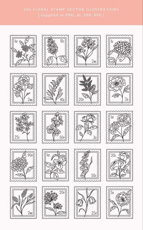 Flower Post Stamp Tattoo, Framed Floral Tattoo, Floral Postage Stamp Tattoo, Tattoo Frames Ideas, Simple Stamp Tattoo, Time Stamp Tattoo, Stamp Drawing Ideas, Cute Stamp Tattoo, Rose Stamp Tattoo