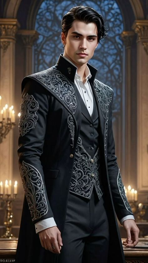 Medieval Wedding Suit Men, Prince Ball Outfit, Prince Dress For Men, Yule Ball Suit, Acotar Costume, Rhys Fanart, Victorian Suits, Acotar Wedding, Fantasy Suit