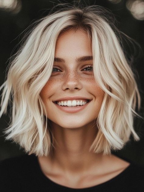 Blonde Bob Haircuts: Chic and Versatile Hairstyle Ideas Blonde Messy Bob Hairstyles, Ideas For Bob Hairstyles, Bob Blonde Haircut, Short Collar Bone Length Hair, Short Blonde Bobs Round Face, Styling Short Blonde Hair, Shoulder Length Blonde Hair Side Part, Short Hairstyle Women Platinum Blonde, Blonde Bob Hairstyles 2025