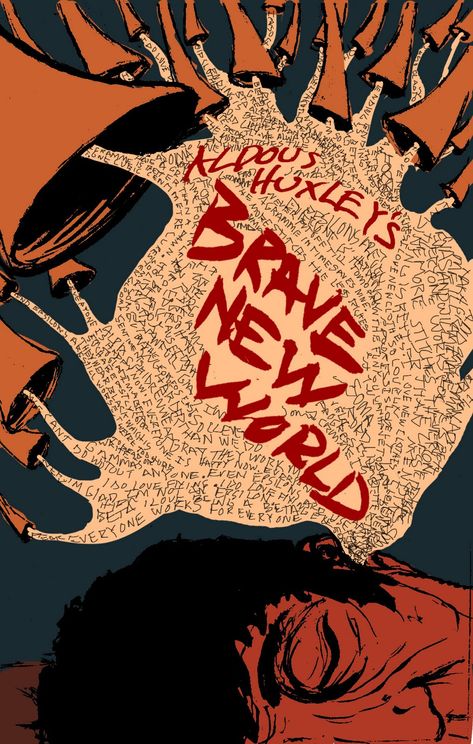 Book cover Brave New World Book, Aldous Huxley, Collage Book, Vintage Poster Design, Essayist, Mass Media, Favorite Novels, Brave New World, Book Posters