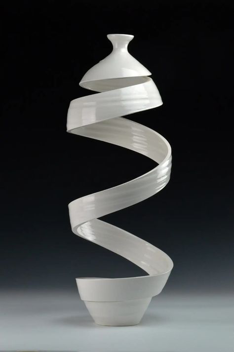 For Sale on 1stDibs - Spatial Spiral: Ribbon V, Ceramic, Glaze by Michael Boroniec. Offered by Kasper Contemporary. Spiral Line, Coil Pots, Ribbon Sculpture, Sculptural Object, Flower Sculptures, Ceramic Glaze, Ribbon Art, Form Design, Contemporary Ceramics