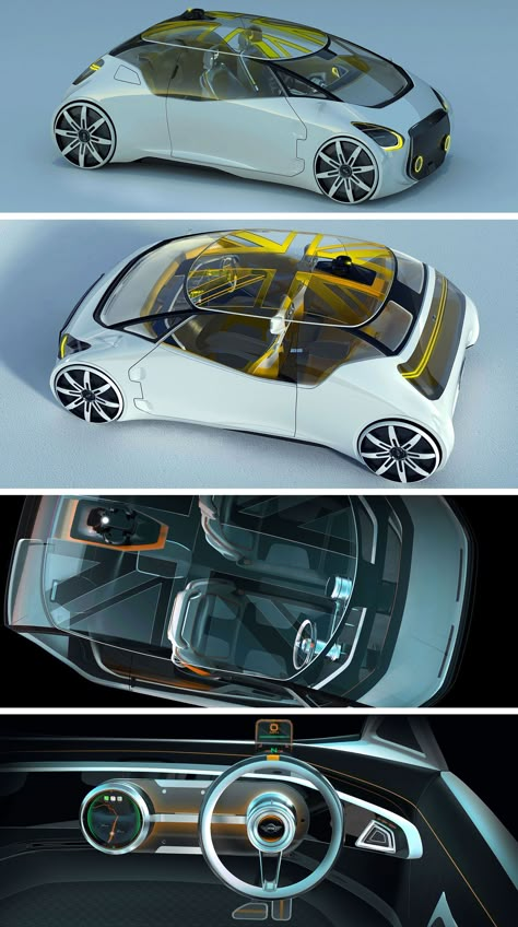 The MINI ARC Concept by VW designer Grigory Butin Mini Concept, Cars Of The Future, Futuristic Concept, Futuristic Cars Design, Hatchbacks, Microcar, Future Cars, Flying Car, Car Designs