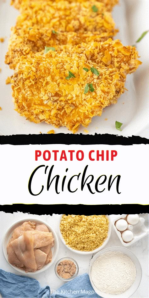 Chip Chicken Tenders, Crispy Fried Chicken Tenders, Chip Chicken, Oven Fried Potatoes, Potato Chip Chicken, Fried Potato Chips, Baked Potato Chips, Potato Chip Recipes, Chicken And Chips