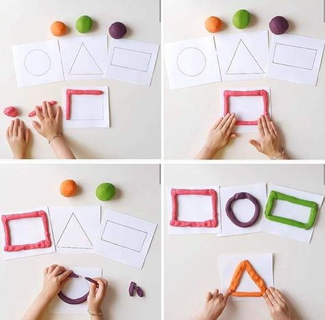 Geometric Shapes Preschool Activities, Shape Activities Preschool, Shapes Kindergarten, Preschool Fine Motor Activities, Physical Activities For Kids, Kindergarden Activities, Nursery Activities, Montessori Toddler Activities, Preschool Activities Toddler