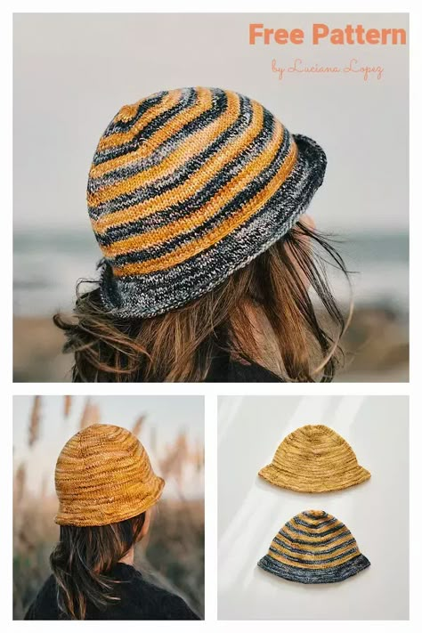 Delmira Bucket Hat Free Knitting Pattern Bucket Hat Knitted, Knit Bucket Hat Pattern Free, Knit Bucket Hat Pattern, Bucket Hat Pattern Free, Hat Knit Pattern, Hat Free Knitting Pattern, Swirl Hat, Cabled Hat Pattern, Cozy Headbands