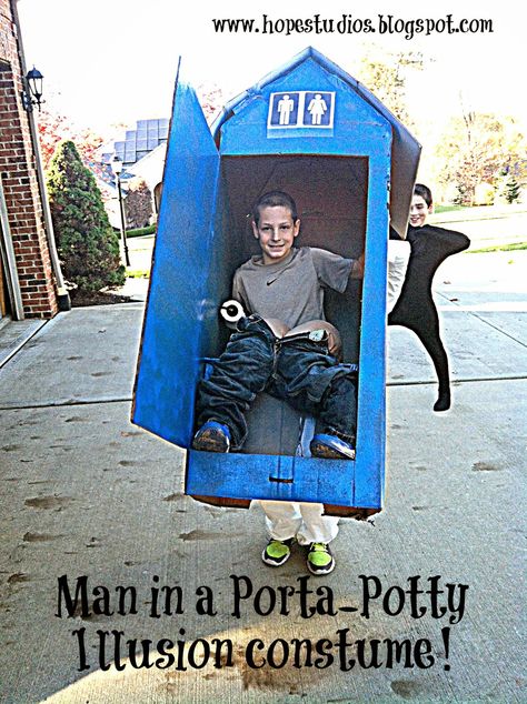 Hope Studios: Illusion Costume - Man Carried Away in a Porta Potty Illusion Costumes, Porta Potty, Pelo Anime, Hilton Head Island Sc, Diy Costumes Kids, Homemade Costumes, Halloween Costume Contest, Creative Valentines, Diy Valentines Crafts