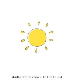 Flat cartoon vector illustration on sun imitating a kid, child drawing isolated on white background. Stylized, simple, naïve hand drawing of yellow sun Drawing Of Sun, Cute Sun Drawing, Sun Simple Drawing, Yellow Drawings, Yellow Sun Tattoo, How To Draw A Sun, Sun Drawing Simple, Yellow Drawing, Sun Cartoon