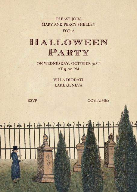 "Graveyard Scene" Invitation, by John Derian, Paperless Post Adult Halloween Invitations, Graveyard Scene, Vintage Halloween Party, Haunted House Party, Forest Party, Halloween Graveyard, Haunted Forest, Halloween Invitation, John Derian