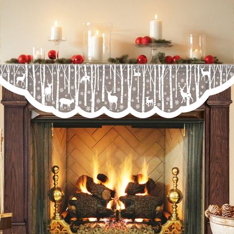 PRICES MAY VARY. 🎄 ❄️ 🦌 Merry Christmas ! This elegant lace mantle scarf is just made for this special time, try creating a unique scene with this cover and other decors, add some classy touch to your living room. 🎄 ❄️ 🦌 Unique design: our mantle cover features a cute winter woodland with reindeer, snowflake and birch tree, perfect for winter fireplace decorations. 🎄 ❄️ 🦌 Great size: measures about 20 x 90 inches, large enough to match with various fireplaces, you can also display on other White Christmas Fireplace, Winter Mantel Decorating Ideas, Christmas Mantel Scarf, Mantel Cover, Mantle Cover, Christmas Fireplace Mantel, Mantel Scarf, Fireplace Decorations, Christmas Fireplace Mantels