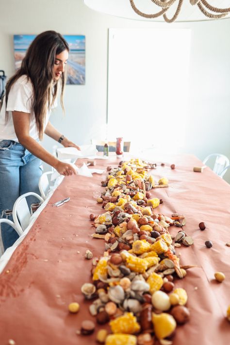 Low Country Seafood Boil | Chris Cooks - Chris Loves Julia Low Country Boil Party Ideas, Low Country Boil Recipe, Shrimp Boil Party, Low Country Boil Party, Low Boil, Country Boil, Low Country Boil, Boiled Food, Lemon Potatoes