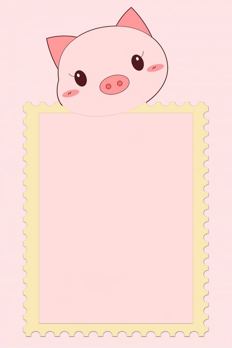 Beautiful Pink Pig Border Background Pink Border Background, Cartoon Cute Wallpaper, Pig Cute Cartoon, Pig Background, Hello Cartoon, Pig Cute, Text Borders, Beautiful Cartoon, Border Background