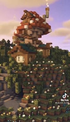 Minecraft House Inspiration Aesthetic, Hobit Houses Minecraft, Minecraft Server Ideas, Minecraft Builds Aesthetic, Minecraft Bee Sanctuary, Minecraft Mushroom House, Minecraft Witch, Mc Houses, Minecraft Mushroom