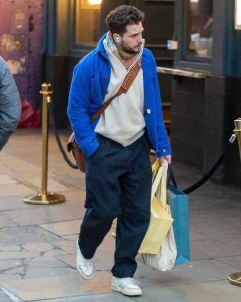 Kit Harington in Soho, new pic in 2024! 😄🩵 | Instagram Kit Harrington Style, Kit Harrington Hair, Ig Pictures, Celeb Outfits, Haircut Inspo, Kit Harrington, New Pic, Kit Harington, Wardrobe Update