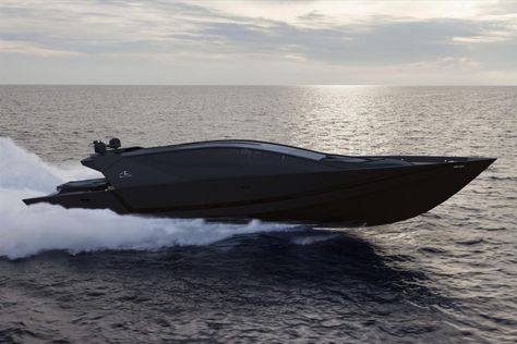 Isurus Power Yacht Yacht Dark Aesthetic, Nero Yacht, Yacht At Night, Black Yatch Boat Luxury, Black Boat, Lamborghini Yacht, Luxury Boats, Sport Yacht, Speed Boat