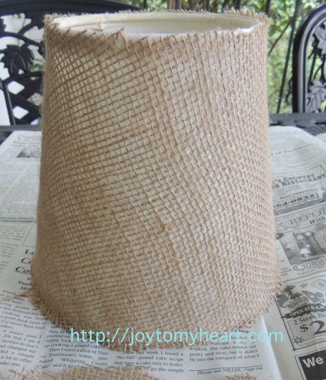 How to Cover a Lampshade With Burlap – Joy To My Heart Americana Bedroom Decor, Rope Diy Projects, Cover A Lampshade, Vintage Americana Decor, Americana Bedroom, Burlap Lampshade, Homemade Decorations, Cover Lampshade, Creative Lamp Shades