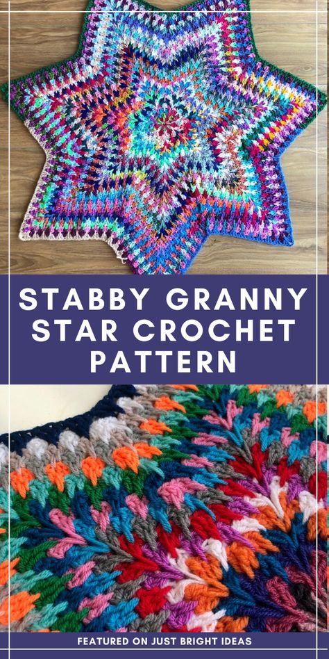 Granny Star Crochet Pattern, Granny Star Crochet, Granny Star Blanket, Granny Star, Star Crochet Pattern, Star Afghan, Crochet Star Blanket, Scrap Yarn Crochet, Star Crochet