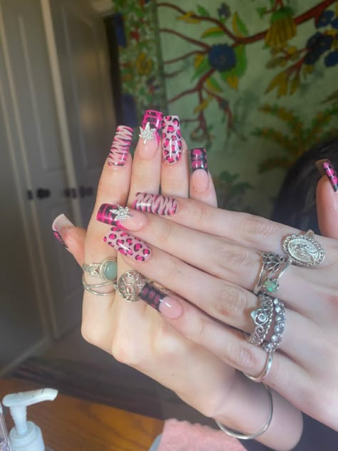 Nails Acrylic Y2k, Ed Hardy Nails, Trashy Nails, Mcbling Nails, Scene Nails, Nails Acrylic Designs, Trending Nail Designs, Glamorous Birthday, 12 Birthday