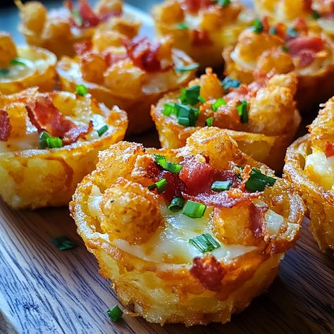 Tater Tot Appetizers, Sour Cream Ranch Dressing, Jalapeno Ranch Dressing, Appetizer Cups, Fresh Potato, Loaded Potato, Snack Board, Tater Tots, Bacon Cheddar