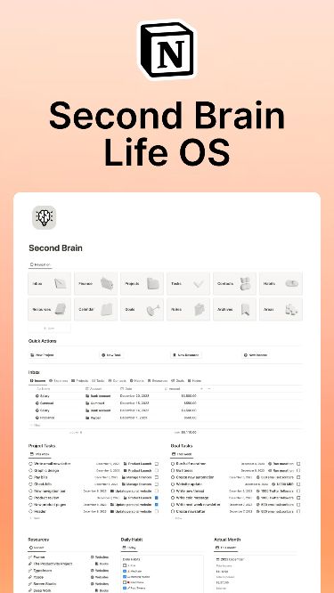 Second Brain Life OS Notion Template 2nd Brain, Second Brain Notion, Brain Aesthetic, Brain Template, Pink Notion, Notion Second Brain, Productivity System, Meal Prep Planner, Notion Aesthetic