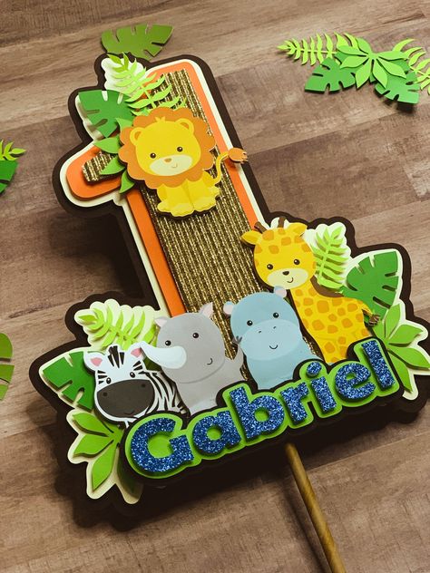 Jungle Baby Animals Cake Topper, 1st Party Decor, Boy Party Favor, Jungle Party Decor, Boy Party Decorations, Cake topper Custom Jungle Theme Cake Topper, Jungle Cake Topper, Safari Cake Topper, Safari Baby Shower Cake, Bolo Panda, Boy Party Decorations, Animals Cake, Safari Cake, Baby Jungle Animals