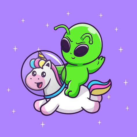 Free Vector | Cute alien riding unicorn astronaut in space cartoon vector icon illustration. science animal icon Neon Space Aesthetic, Unicorn Astronaut, Alien Unicorn, Unicorn Art Drawing, Kawaii Alien, Alien Cute, Animals In Space, Alien Illustration, Cute Aliens