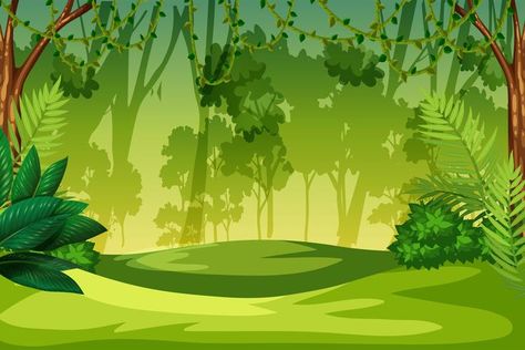 Jungle Images, Jungle Cartoon, Jungle Clipart, Jungle Landscape, Scene Illustration, Jungle Decorations, Monkey Illustration, Jungle Illustration, Green Jungle