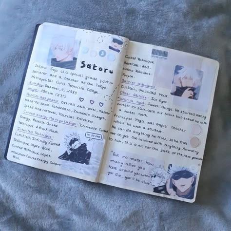 #journaling #journal #animejournal #satorugojo #gojo #jjk #jujutsukaisen Jujutsu Kaisen Journal, Anime Journal Spread Ideas, Journal Spread Ideas, Gojo Anime, Anime Drawings For Beginners, Picture Composition, Journal Inspiration Writing, Bond Paper Design, Anime Journal