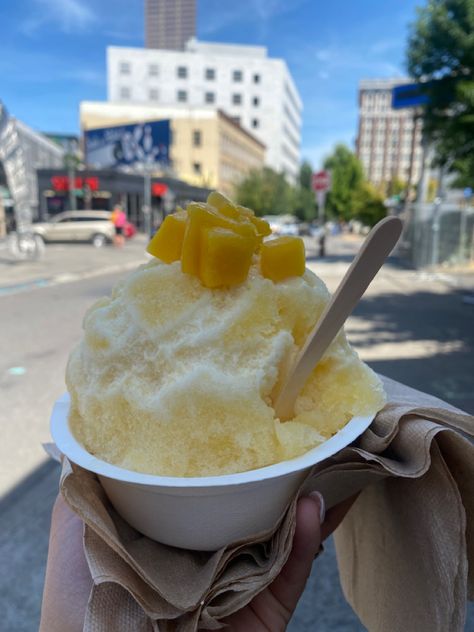 Mango shaved iced 🥭🍧 Mango Ice Cream Aesthetic, Mango Shaved Ice, Ice Cream Aesthetic, Pickled Mango, Thai Mango, Mango Tango, 2023 Aesthetic, Mango Ice Cream, Summer Ice Cream