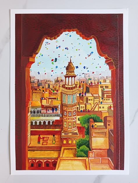 Festival Paint, India Painting, Kite Festival, Festivals Of India, Drawing Tutorial Easy, Kites, Drawing Tutorial, Acrylic Painting, India