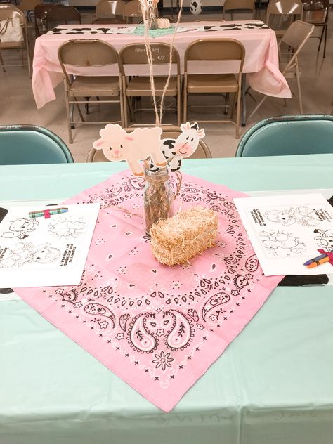 1st Cowgirl Birthday Party, Cowgirl Theme 1st Birthday, Cowgirl 2 Birthday Party, 3rd Rodeo Birthday Party, Farm Pink Birthday Party, Pink Cow Theme Party, Farm Birthday Party Centerpieces, Farm Party Centerpieces, My First Rodeo Birthday Table Decor