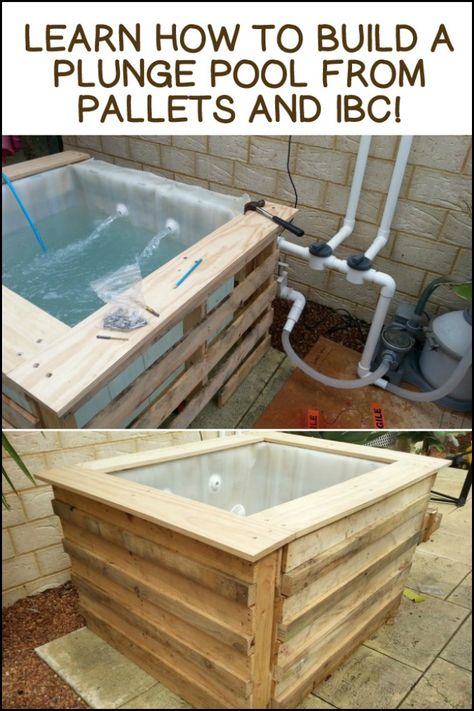 Above Ground Plunge Pool, Diy Plunge Pool, Pallet Pool, Outdoor Pallet Projects, Build A Dog House, Diy Hot Tub, Diy Swimming Pool, Pallet Project, Tub Pools