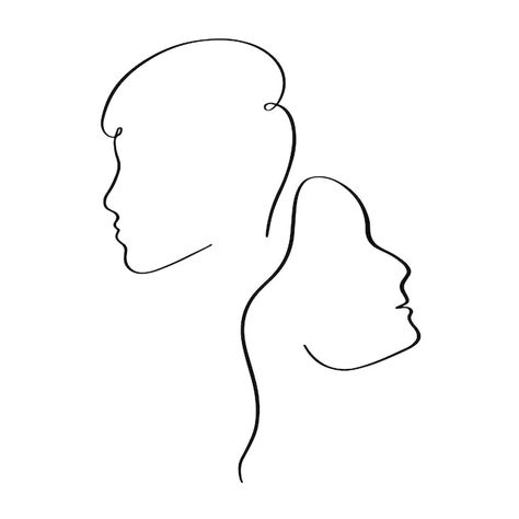 Vector woman and man face in line drawin... | Premium Vector #Freepik #vector #cartoon-portrait #face-sketch #portrait #cartoon-hair Face Profile Drawing, Old Man Face, Dance Logo, Face Line Drawing, Hair Vector, Female Face Drawing, Profile Drawing, Face Profile, Hair Logo