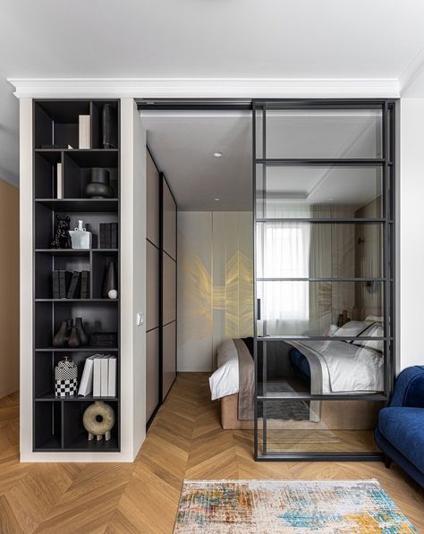 Studio Apartment Living, Studio Apartment Design, Studio Apartment Divider, Small Apartment Interior, Condo Interior, Deco Studio, Tiny Apartments, Small Apartment Design, Studio Apartment Layout