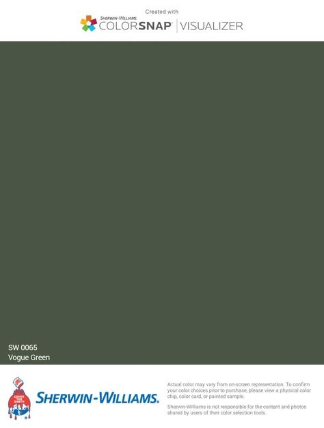 Vogue Green Sherwin Williams Sherman Williams Greens, Green Living Room Paint Color Ideas, Wherein Williams Green Paint, Vogue Green Paint, Sw Vogue Green, Vogue Green Sherwin Williams, Sherwin Williams Vogue Green, Sherwin Williams Dark Green, Sherwin Williams Green Paint Colors