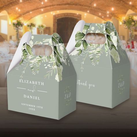 Green Wedding Favors, Wedding Favor Box, Sage Green Floral, Green Themed Wedding, Spring Wedding Invitations, Floral Greenery, Sage Green Wedding, Greenery Wedding Invitations, Personalised Wedding Invitations