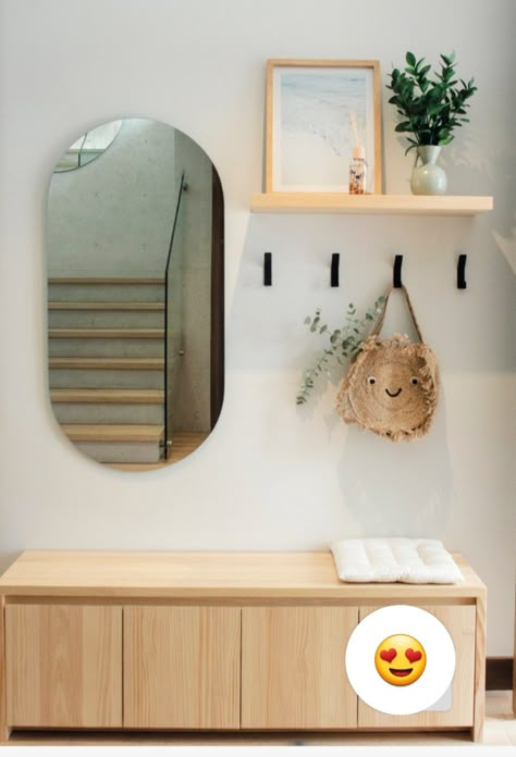 Livingroom Shoe Rack, Entryway Decor Scandinavian, Entrance Hook Ideas, Mudroom Ideas Entryway With Mirror, Entryway Mirror And Hooks, Entryway Hidden Shoe Storage, Small Entryway With Mirror, Gallery Wall Ideas Minimalist, Entryway Ideas Small Entrance