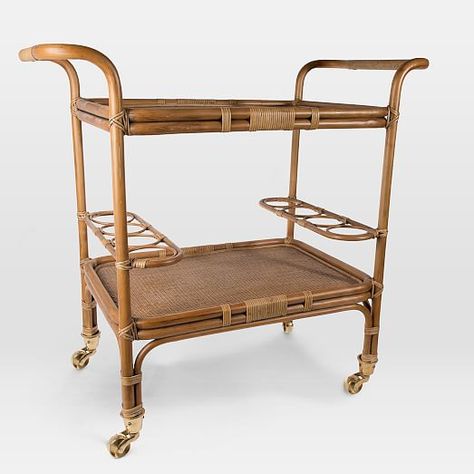 Classic Bar Cart, Rattan Bar Cart, Industrial Style Table, Rattan Bar, Gold Bar Cart, Neutral Furniture, Rattan Table, Bar Cart Decor, Room Planning