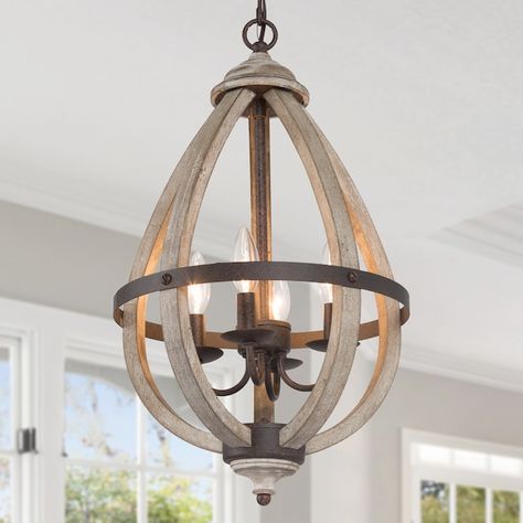 LNC Quaint 4-Light Rusty Bronze and Distressed Wood Farmhouse Cage LED Chandelier in the Chandeliers department at Lowes.com Pendant Kitchen Lights, Rustic Wood Lanterns, Candlestick Chandelier, French Country Chandelier, Country Chandelier, Cage Chandelier, Wood Lantern, Lantern Chandelier, Wood Chandelier