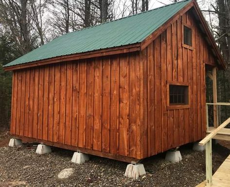 Post And Beam Shed, Jamaica Cottage, Crushed Gravel, Cement Blocks, Asphalt Shingles, Corrugated Metal, Small Buildings, Post And Beam, Concrete Slab