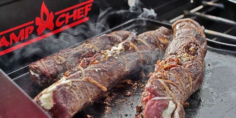 Stuffed Venison BackStrap Stuffed Venison Backstrap, Stuffed Venison, Camp Chef Recipes, Venison Backstrap Recipes, Backstrap Recipes, Venison Backstrap, Elk Recipes, Funky Food, Deer Recipes