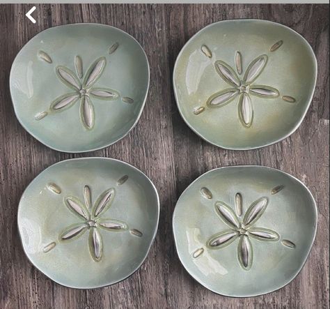 Clay Sculpture Plates, Handmade Clay Plates Ceramic Pottery, Sea Themed Bowls, Sand Dollar Coasters, Cute Trinket Dish Clay, Personalized Clay Gifts, Ceramic Pottery Jewelry Holder, Sea Themed Ceramics, Slab Ceramics Projects