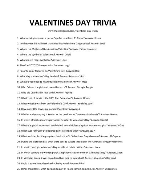 Downloadable and printable list of valentines day trivia as jpg or pdf Valentine's Day Trivia, Valentines Trivia With Answers, Valentine’s Day Questions, Valentine Trivia Questions And Answers, Galentines Trivia, Valentine’s Day Games For Adults, Valentines Activities For Adults, Valentines Questions, Valentines Games For Adults