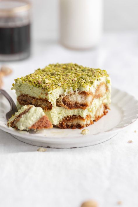 Pistachio Tiramisu - Broma Bakery Pistachio Mascarpone, Pistachio Tiramisu, Ice Cream Muffins, Broma Bakery, Birthday Cake Decorating Ideas, Specialty Food Store, Pistachio Cream, Mascarpone Cream, Tiramisu Recipe