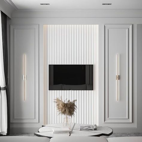 Wall Moulding Panels, Tv Wall Panel, Apartemen Studio, Wall Molding Design, Living Room Wall Units, Modern Tv Wall, Wainscoting Panels, Tv Room Design, Tv Wall Decor