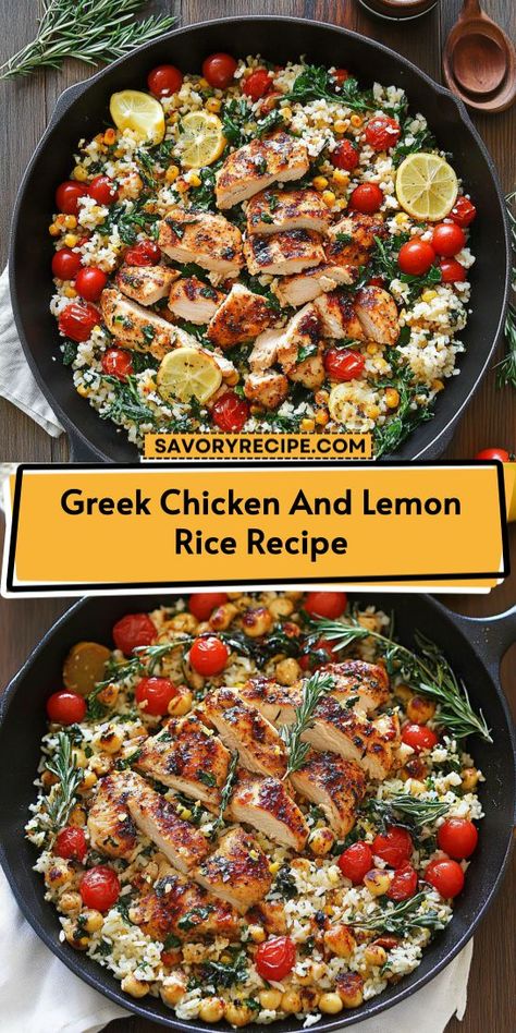 Craving a quick and healthy Mediterranean meal? Our Greek Chicken and Lemon Rice recipe combines tender chicken with a bright lemony rice, ideal for busy weeknights. Be sure to save this tasty recipe for your collection of Mediterranean dinner ideas that will leave everyone asking for seconds! Mediterranean Rice Recipe, Mediterranean Dinner Ideas, Lemon Rice Recipe, Lemon Chicken Rice, Greek Lemon Rice, Mediterranean Dinner, Chicken And Rice Dishes, Greek Chicken Recipes, Chicken Rice Recipes